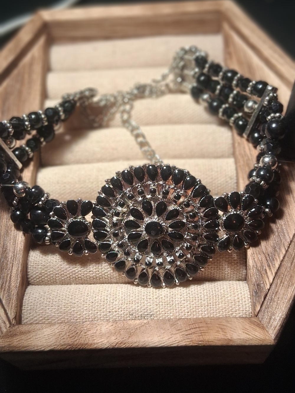 Black Floral Statement Necklace - Women's Fashion Necklace